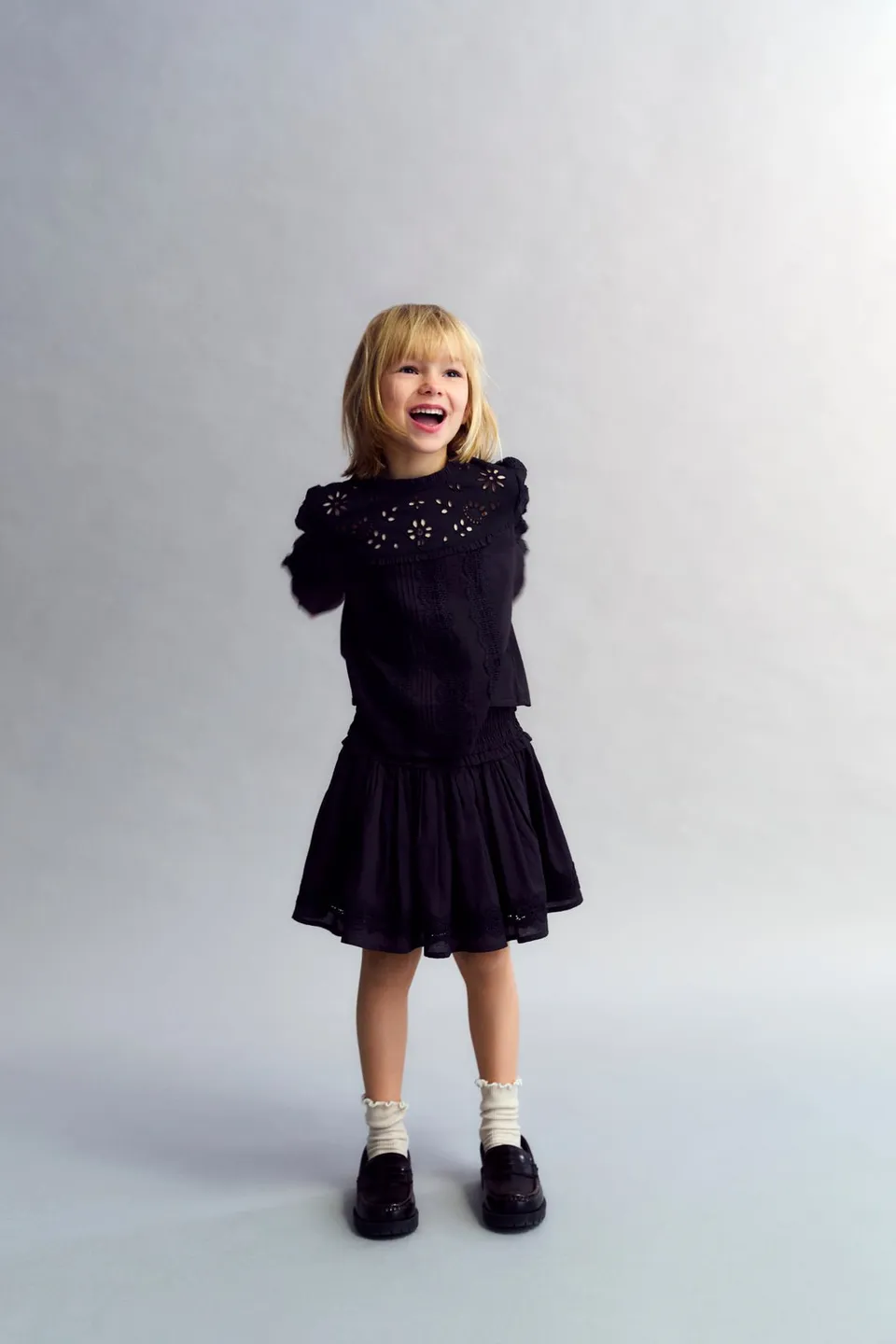 The New Society Dahlia Skirt gonna voile Eclipse Noir