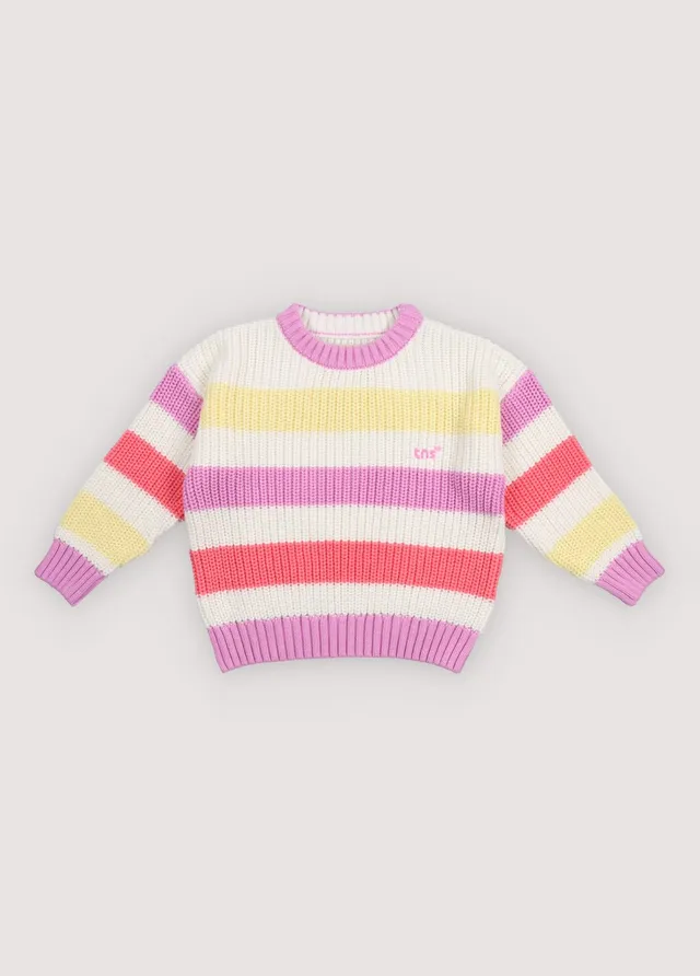 The New Society Celosia Jumper maglione cotone righe rosa 6y