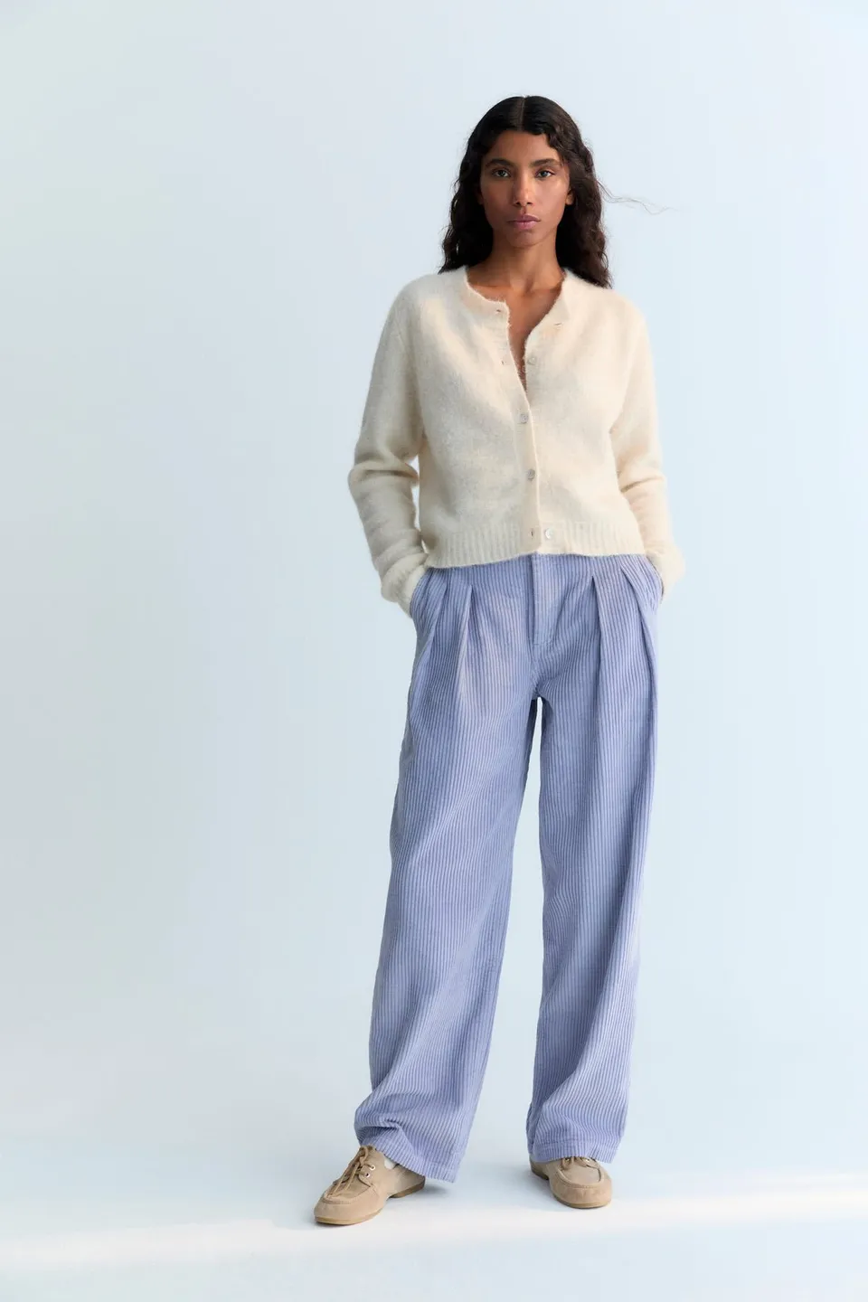 The New Society Nicol pantaloni donna lilla velluto