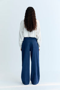 THE NEW SOCIETY Lia jeans donna palazzo blue denim cotone