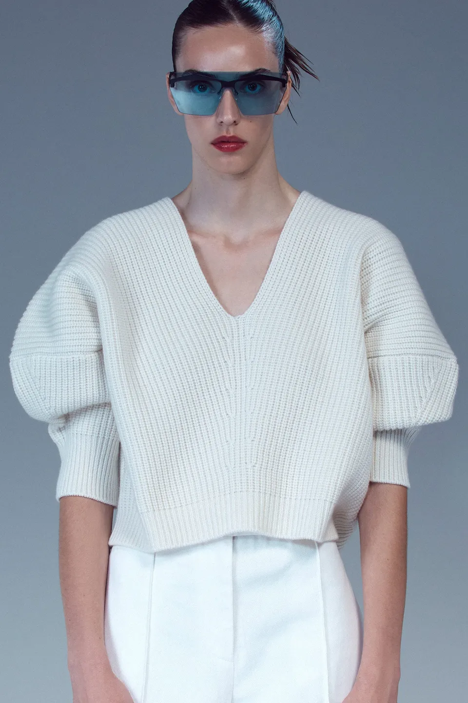 Sa Su Phi maglia a V maglione cashmere avorio