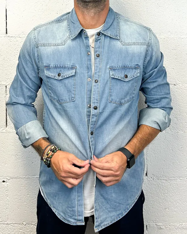 Gianni Lupo Light camicia jeans chiara regolare