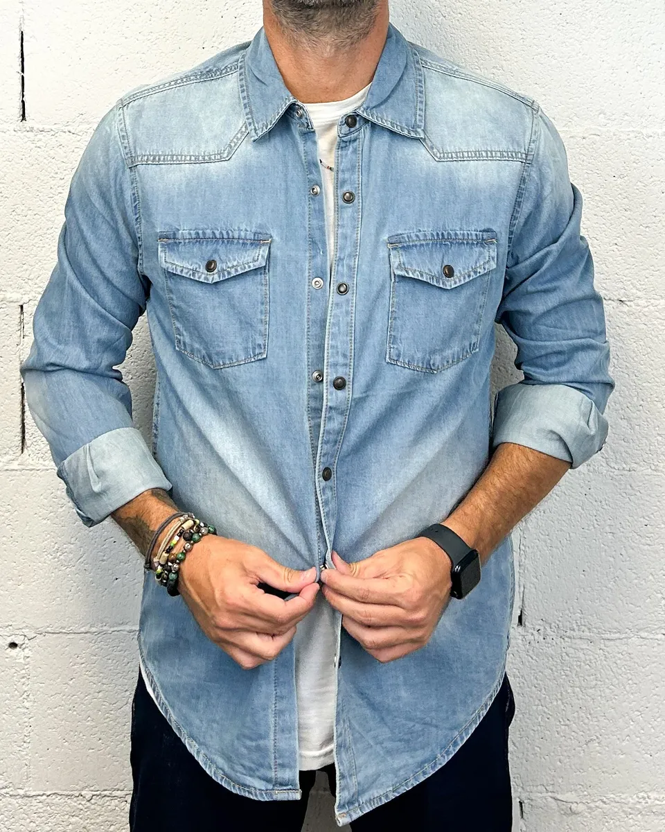 Gianni Lupo Light camicia jeans chiara regolare