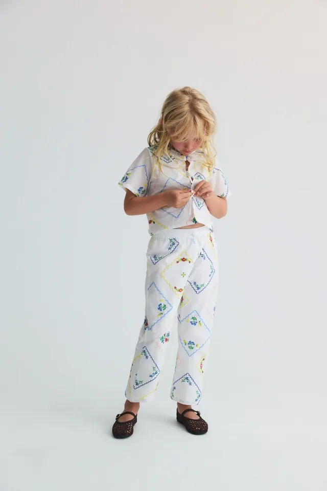 The New Society Jacinthe Pant pantaloni baby ricamo multicolor cotone