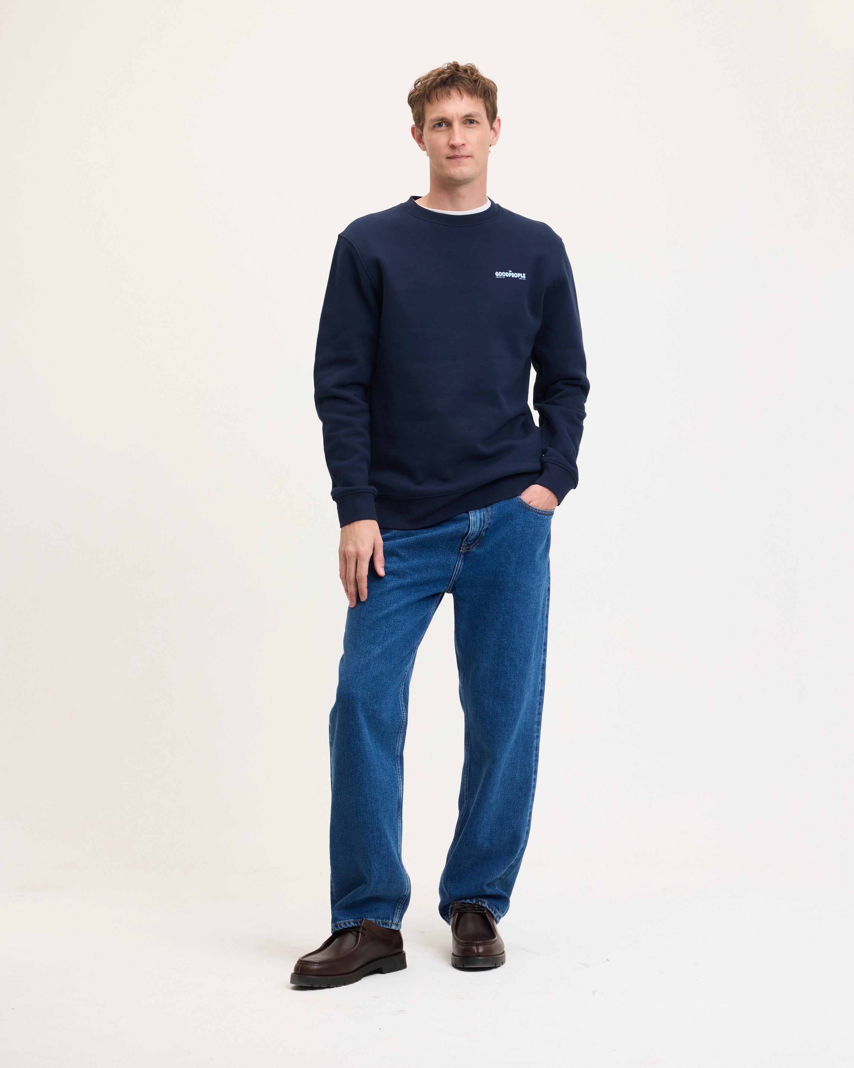 GOODPEOPLE Lito Artwork maglione cotone navy