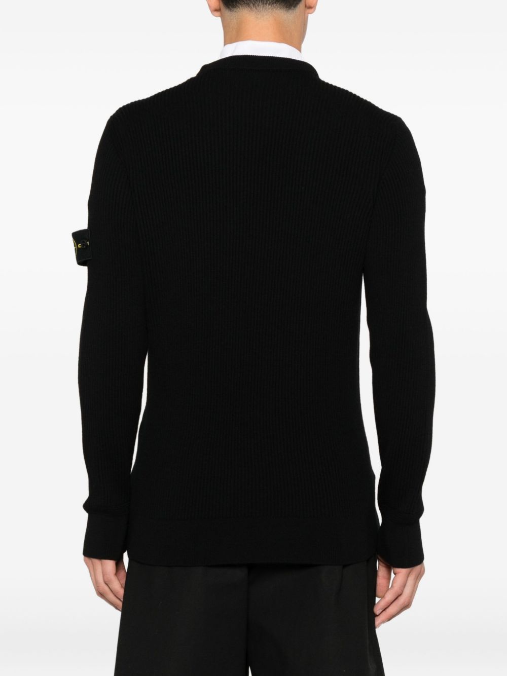 Stone Island 5100053 felpa uomo nera lana vergine