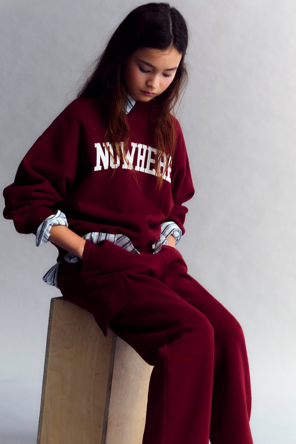 The New Society Aitana pantaloni tuta teen prugna cotone