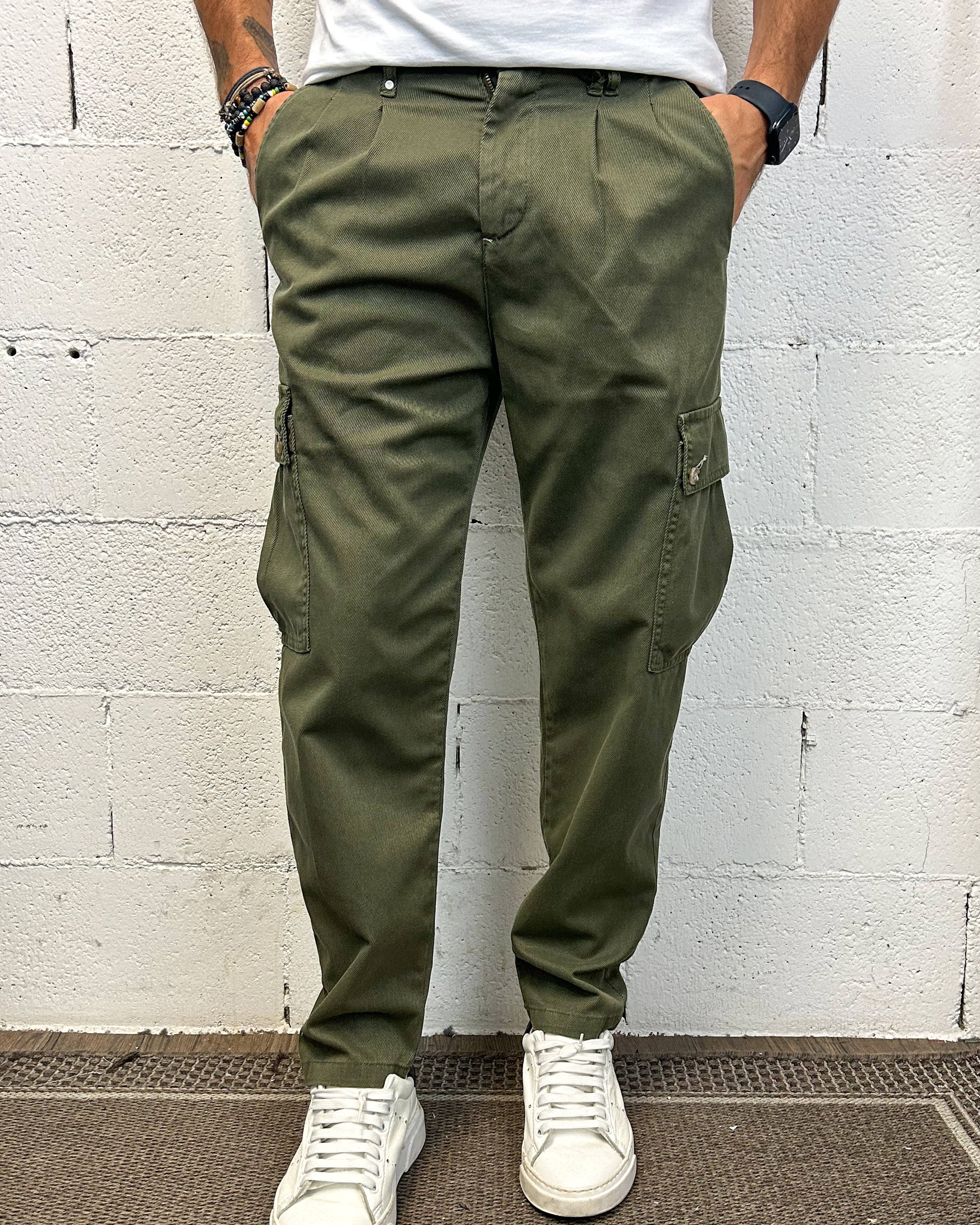 ONLYONE Cargo Fashion BL11 pantaloni cargo verde regolare