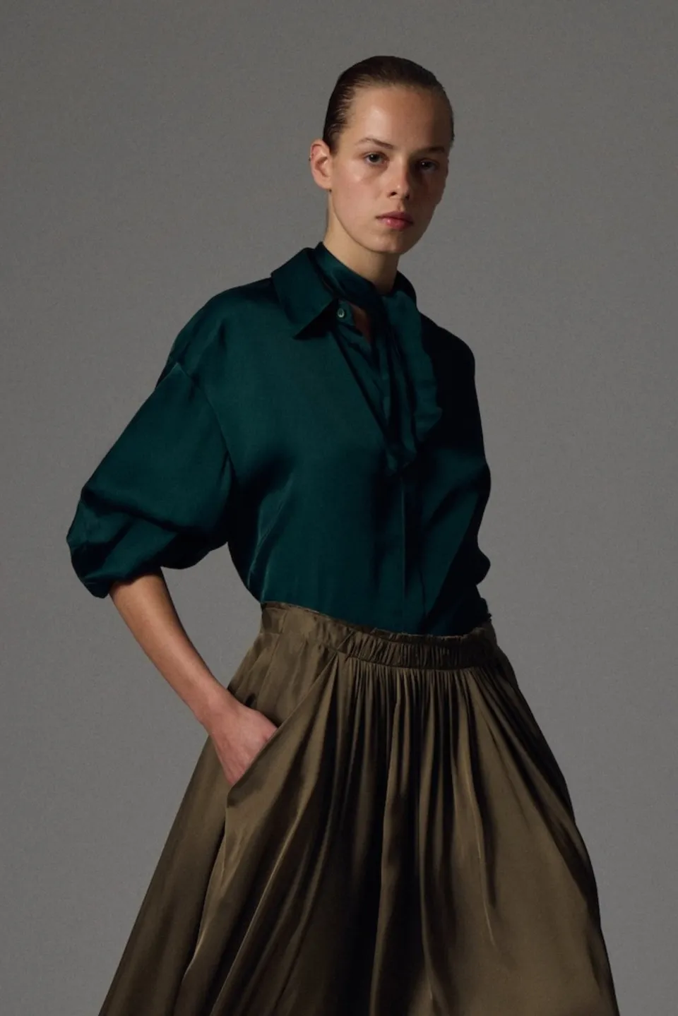 Sa Su Phi Susanna camicia crepe de chine fango