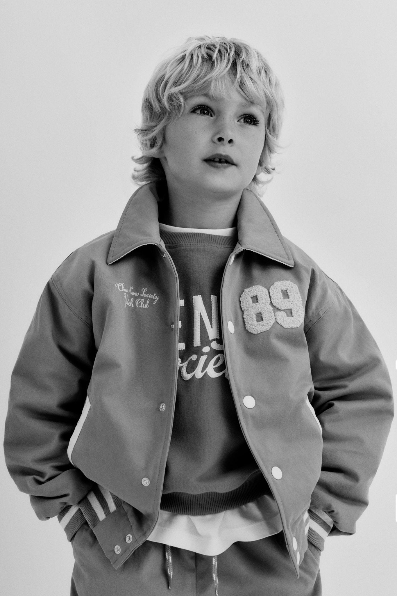 The New Society Gorse bomber bambino Camel Sand cotone