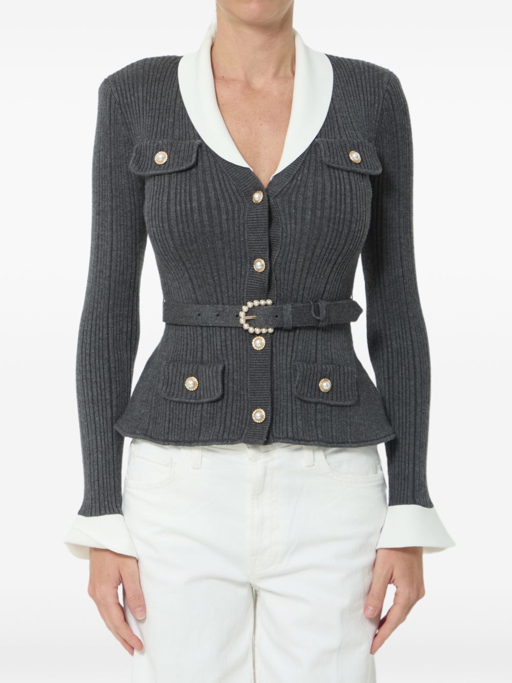 Self-Portrait PF26-131T cardigan grigio coste