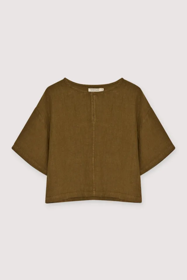 The New Society Melissa blusa donna verde oliva lino