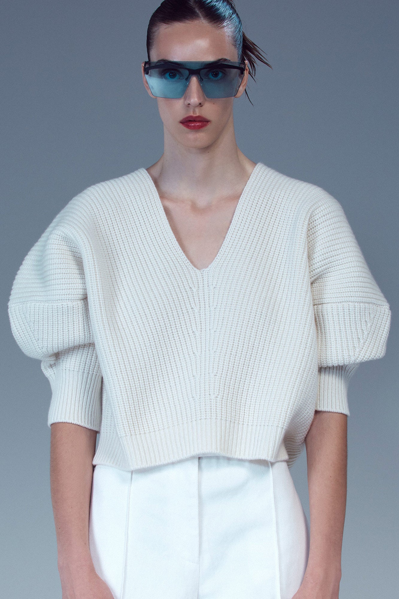 Sa Su Phi maglia a V maglione cashmere avorio