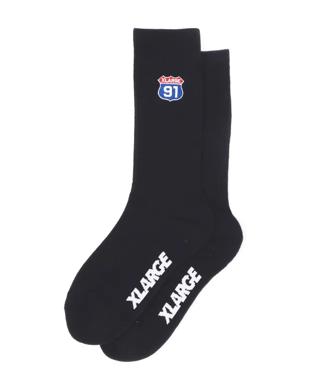 X-Large XL 91 Embroidered Socks calzini neri cotone