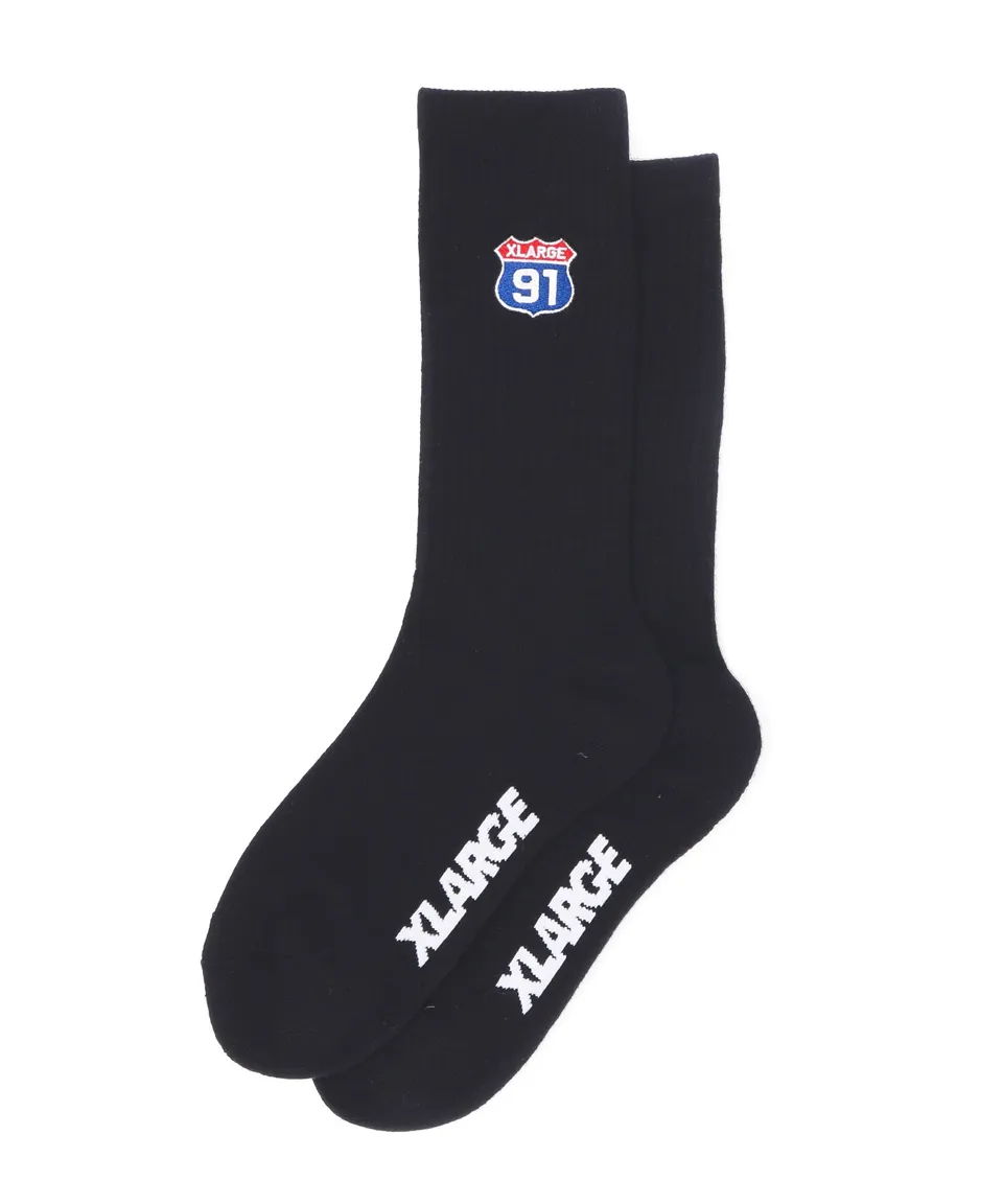 X-Large XL 91 Embroidered Socks calzini neri cotone