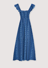 The New Society Mare vestito donna stampa blu cotone