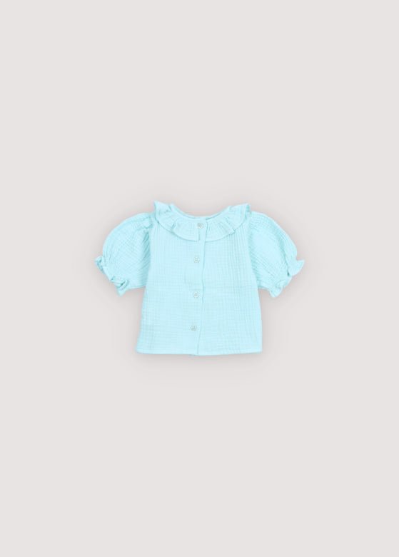 The New Society Campanilla camicia neonata 6m azzurra cotone