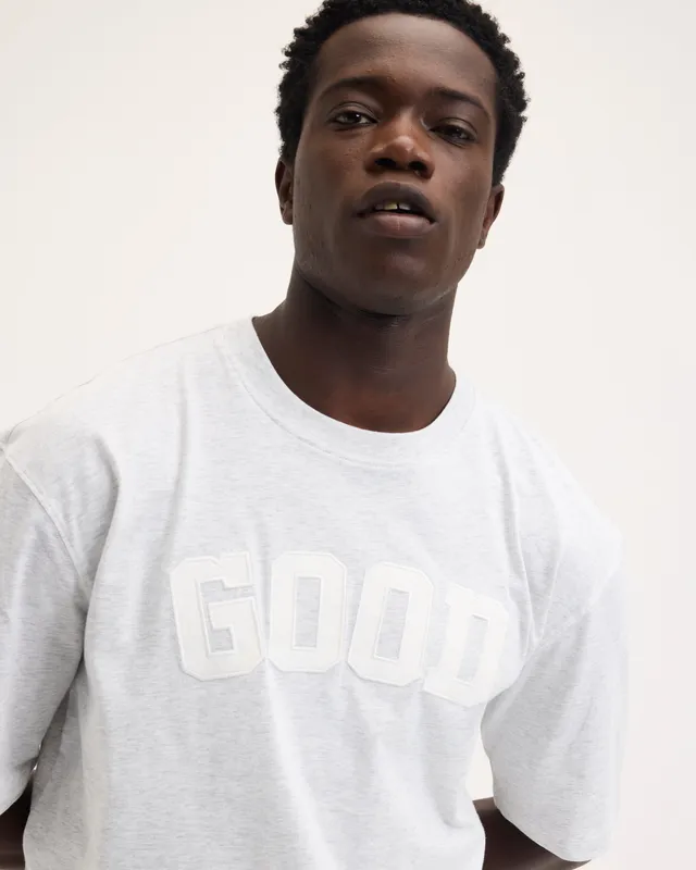 GOODPEOPLE Toc T-shirt Cotone Grigio Melange Ricamata