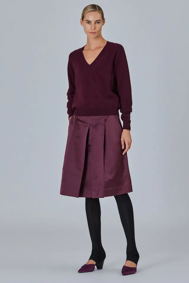 Sa Su Phi V Neck maglione scollo a V prugna misto cashmere