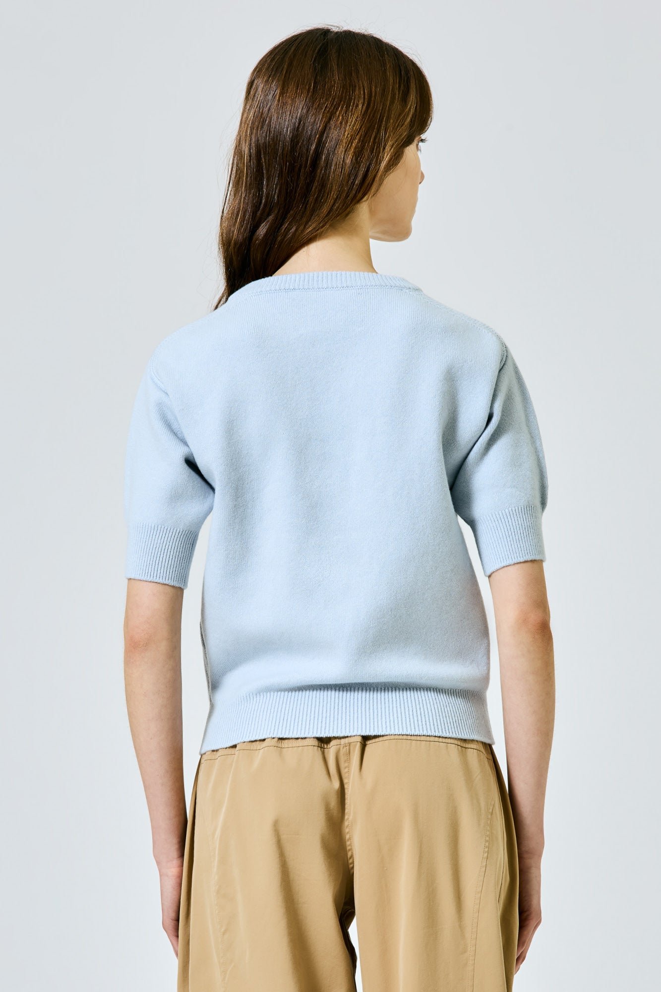 Sa Su Phi Maglione a Maniche Corte cashmere elasticizzato azzurro