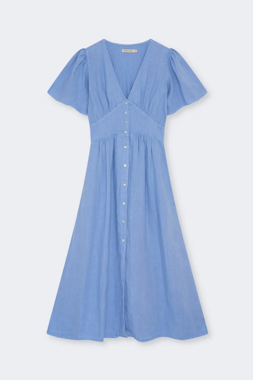The New Society Melissa abito donna blu lino con tasche