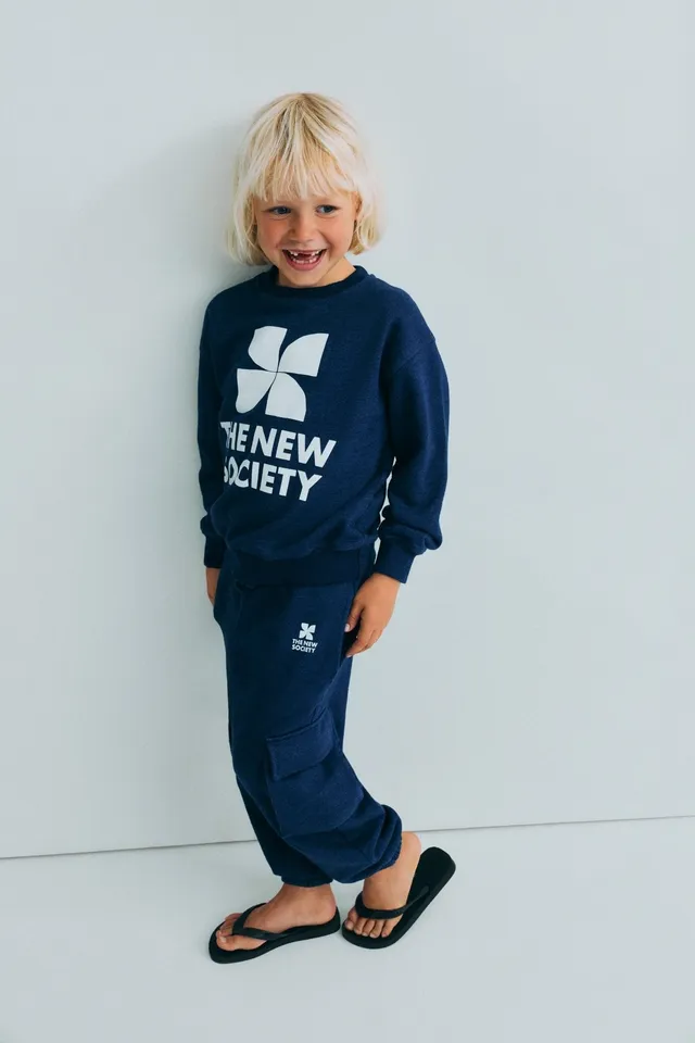 The New Society TNS Logo felpa Indigo Denim cotone