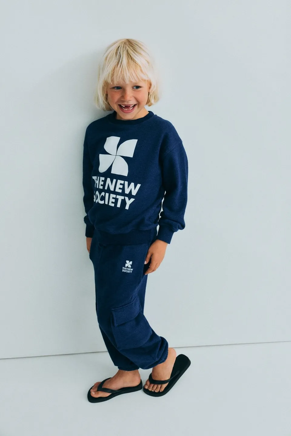 The New Society TNS Logo felpa Indigo Denim cotone
