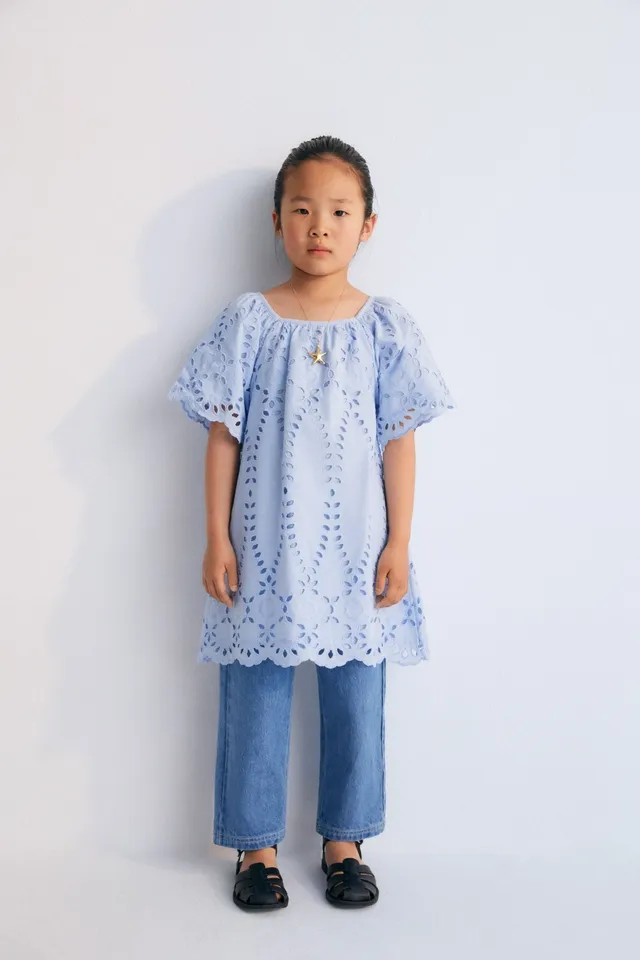 The New Society Patmos Vestito Bambina Blu Cotone