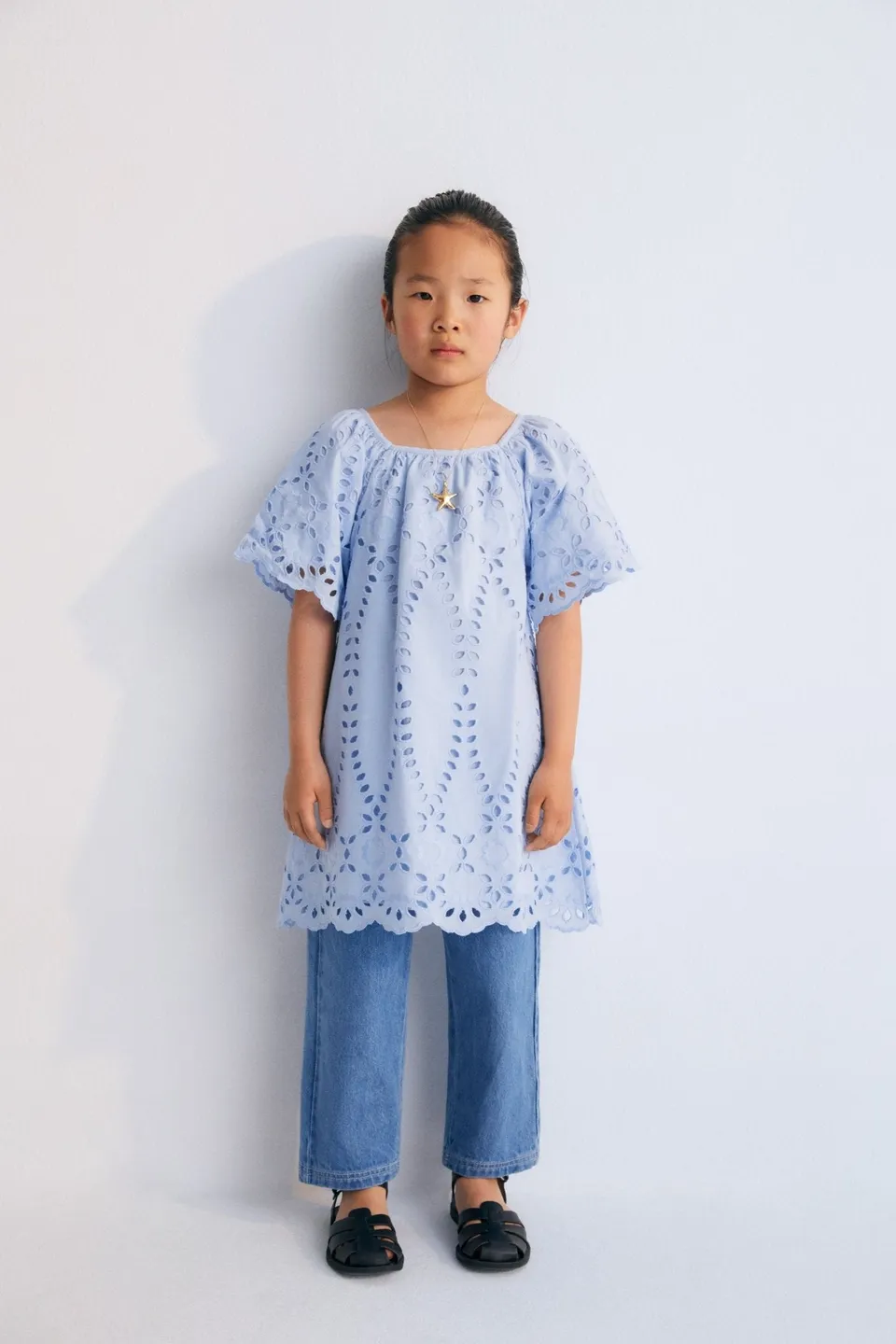 The New Society Patmos Vestito Bambina Blu Cotone