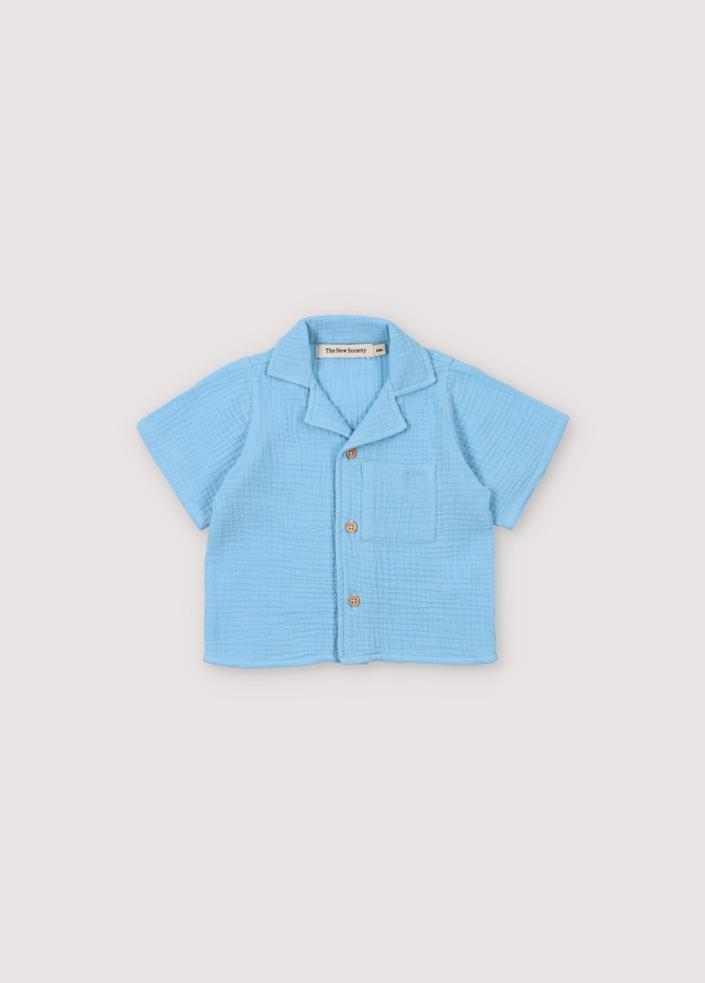 The New Society Spyros camicia baby azzurra 6 mesi