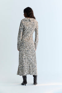 THE NEW SOCIETY Nelia abito lungo leopardato lyocell