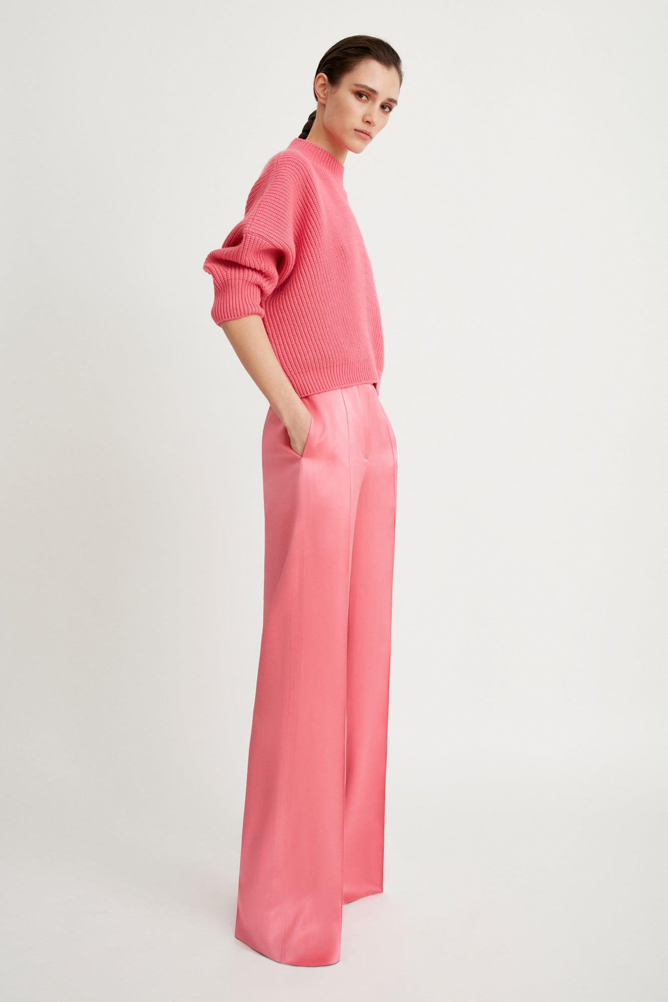 Sa Su Phi Andrea Pantaloni Dritti Rosa Peonia Satin
