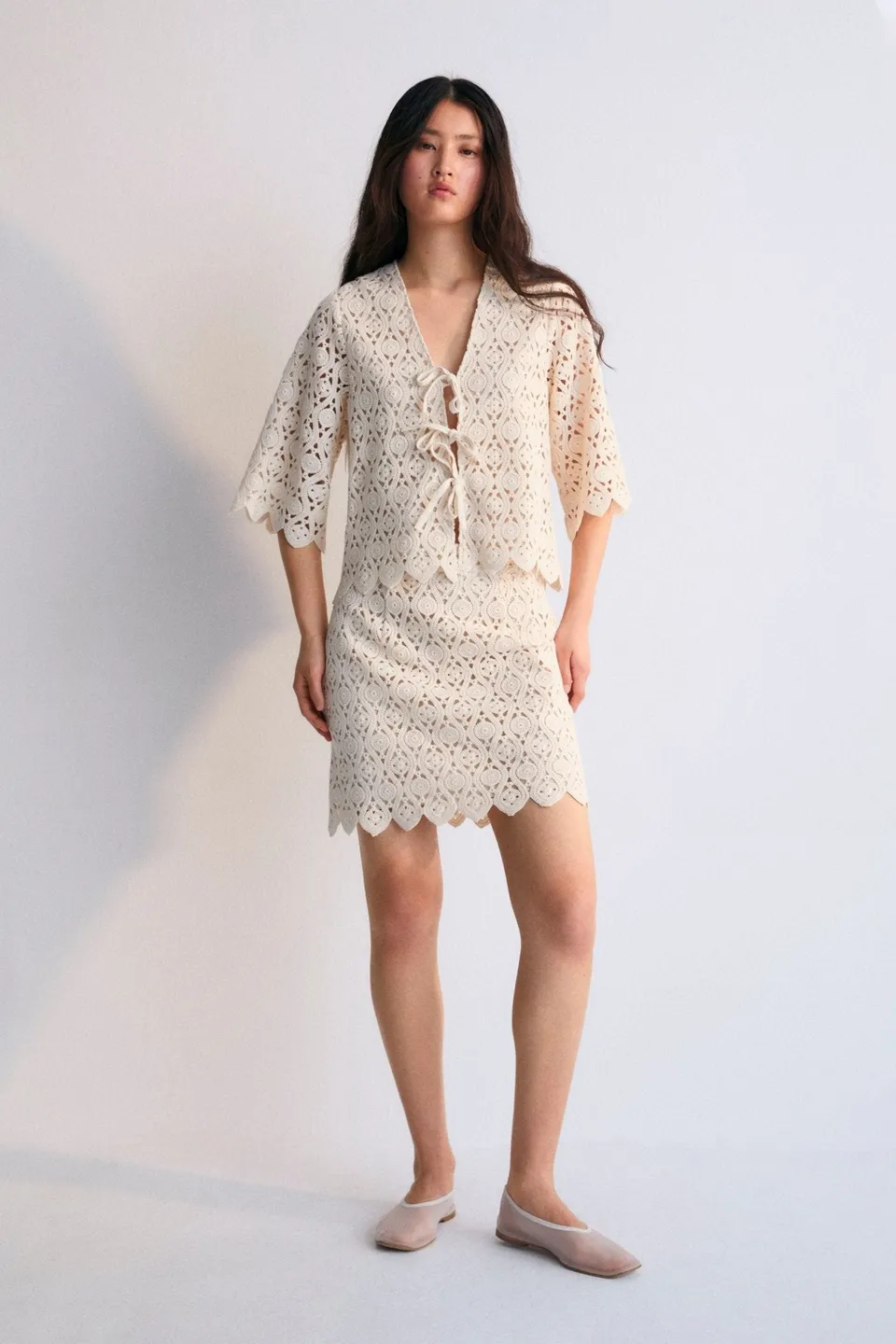 The New Society Narciso Gonna Uncinetto Coconut Cotone