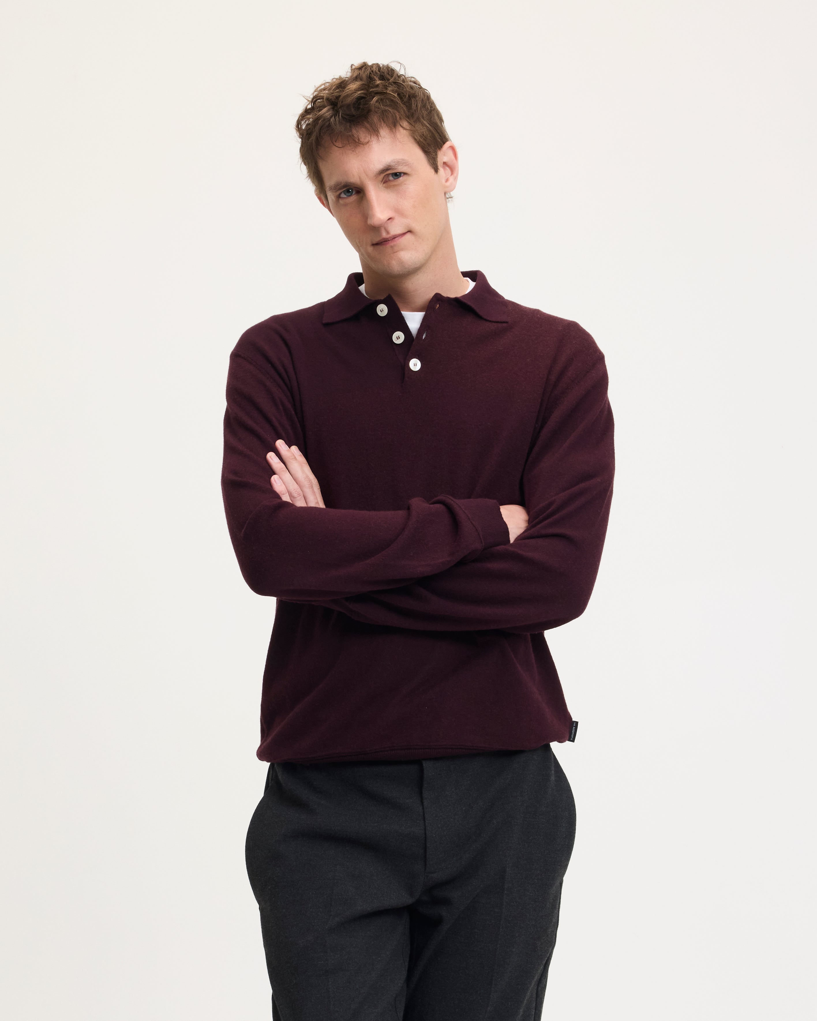GOODPEOPLE Kario polo manica lunga bordeaux lana