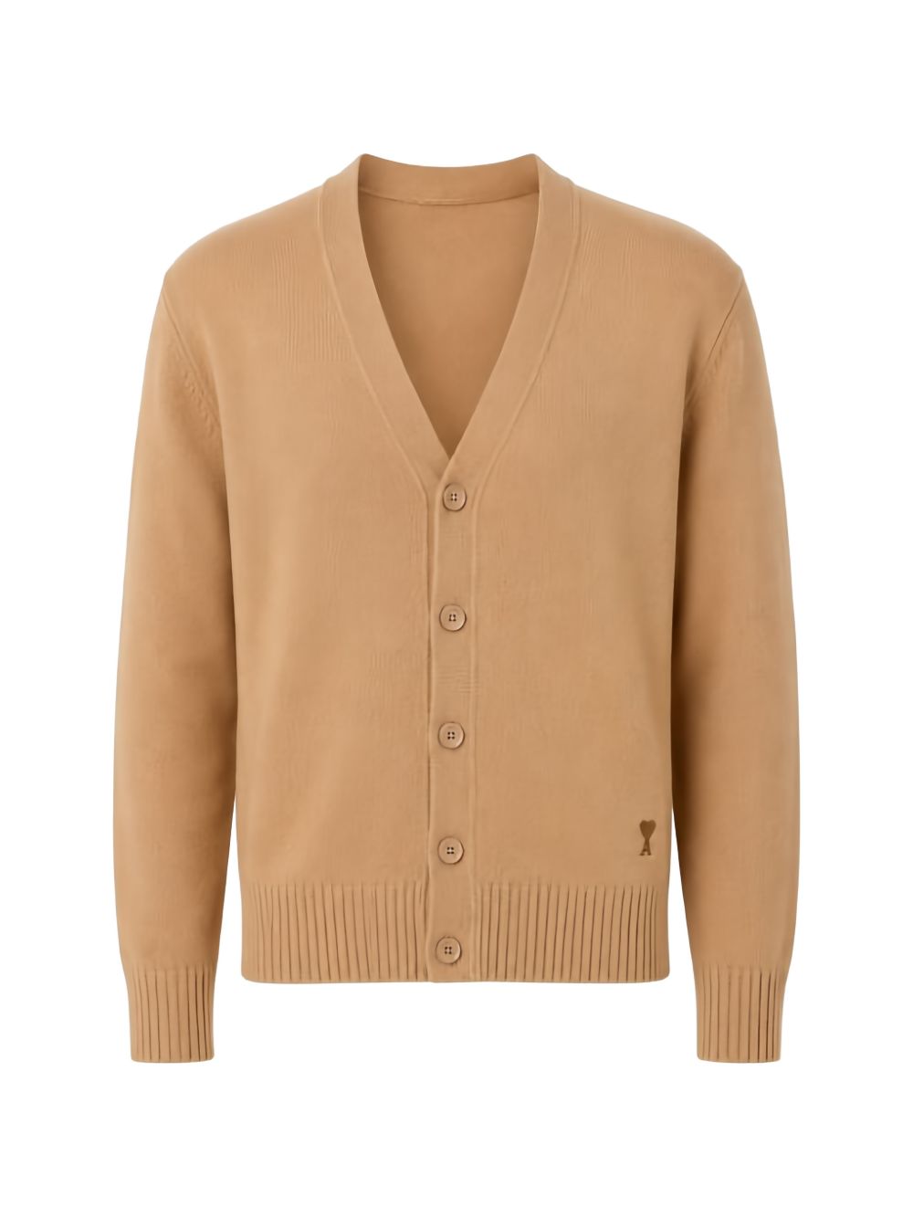 Ami HKC364 cardigan camel marrone facile da lavare