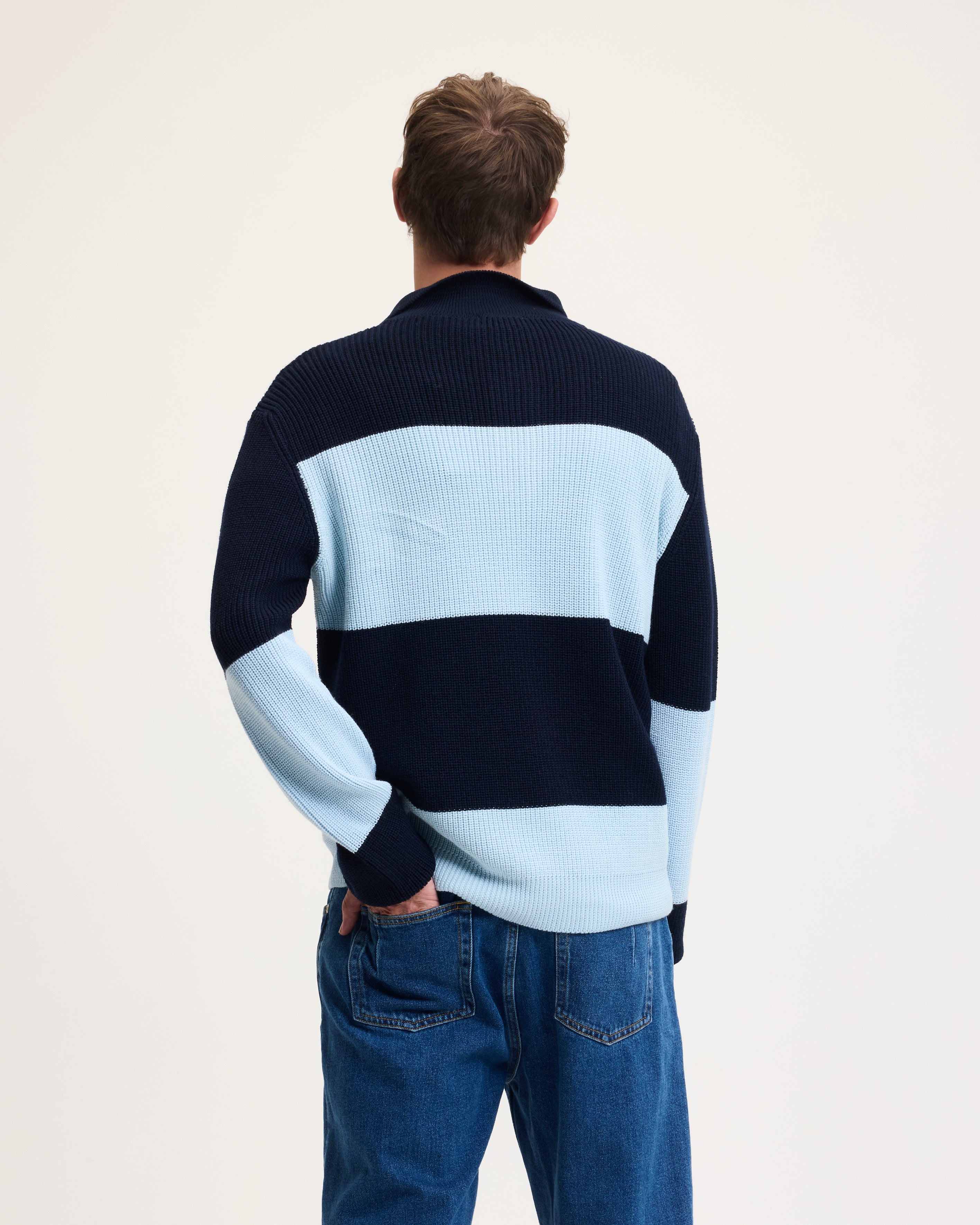 Goodpeople Kjeld polo a righe blu misto lana