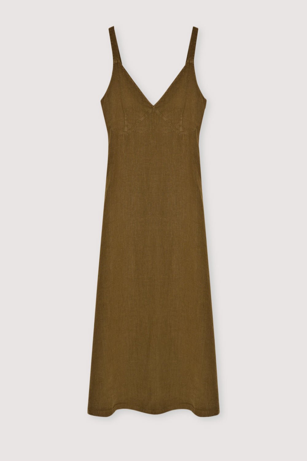 The New Society Bulbine vestito donna Earthy Olive lino