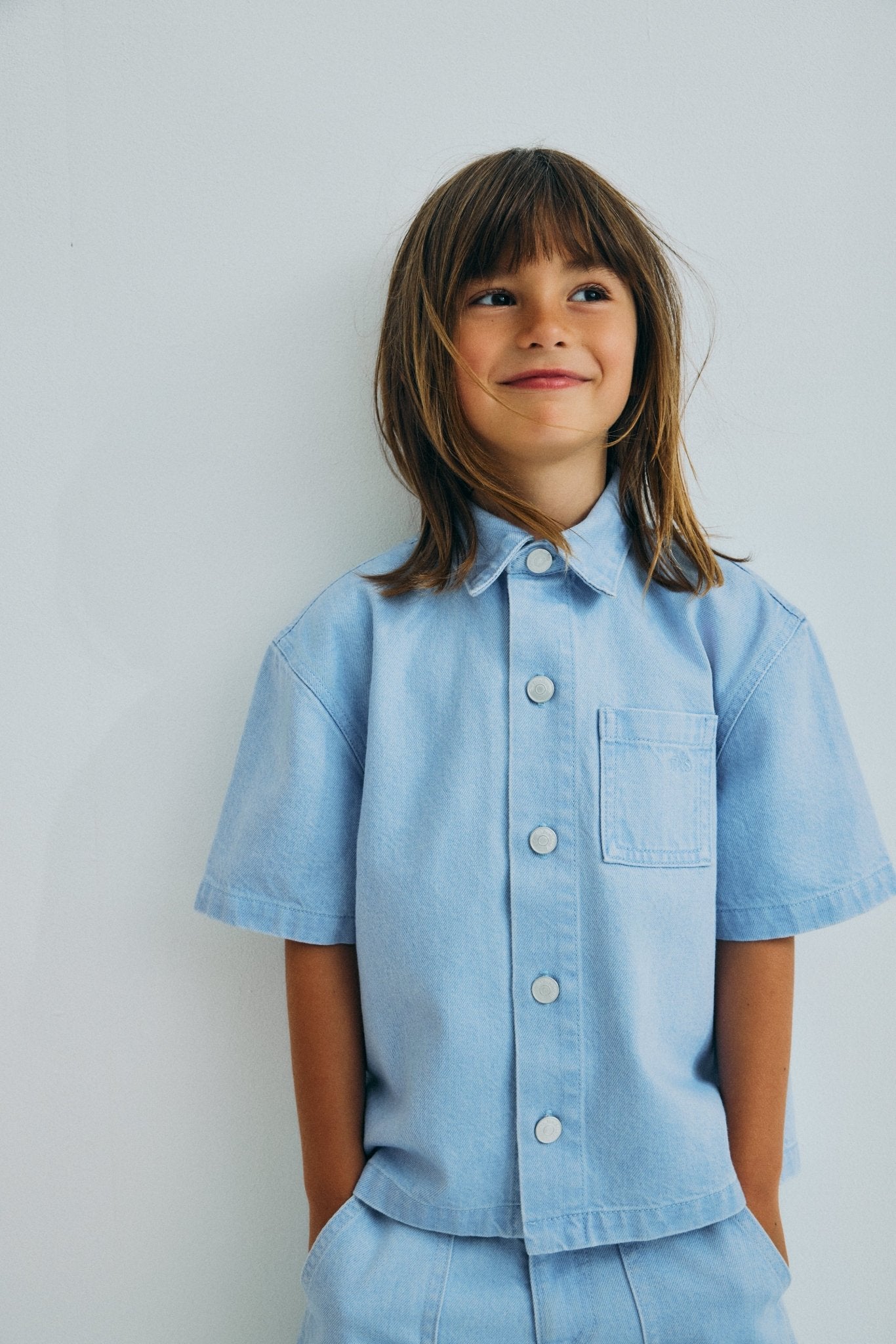 The New Society Ginger camicia bambino denim chiaro