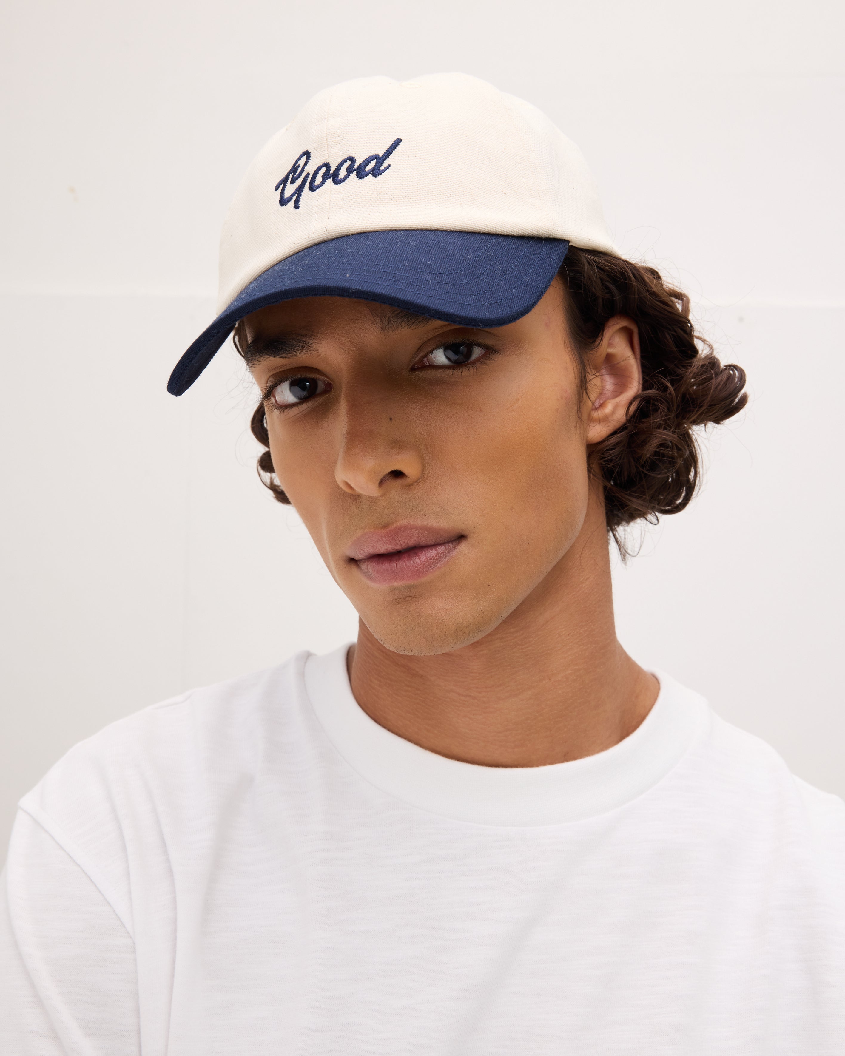 GOODPEOPLE Five-Panel cappellino cotone off white navy