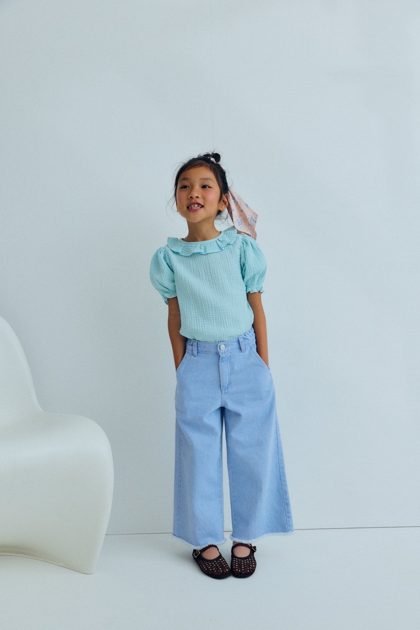 The New Society Lily Pant jeans denim chiaro bambina cotone