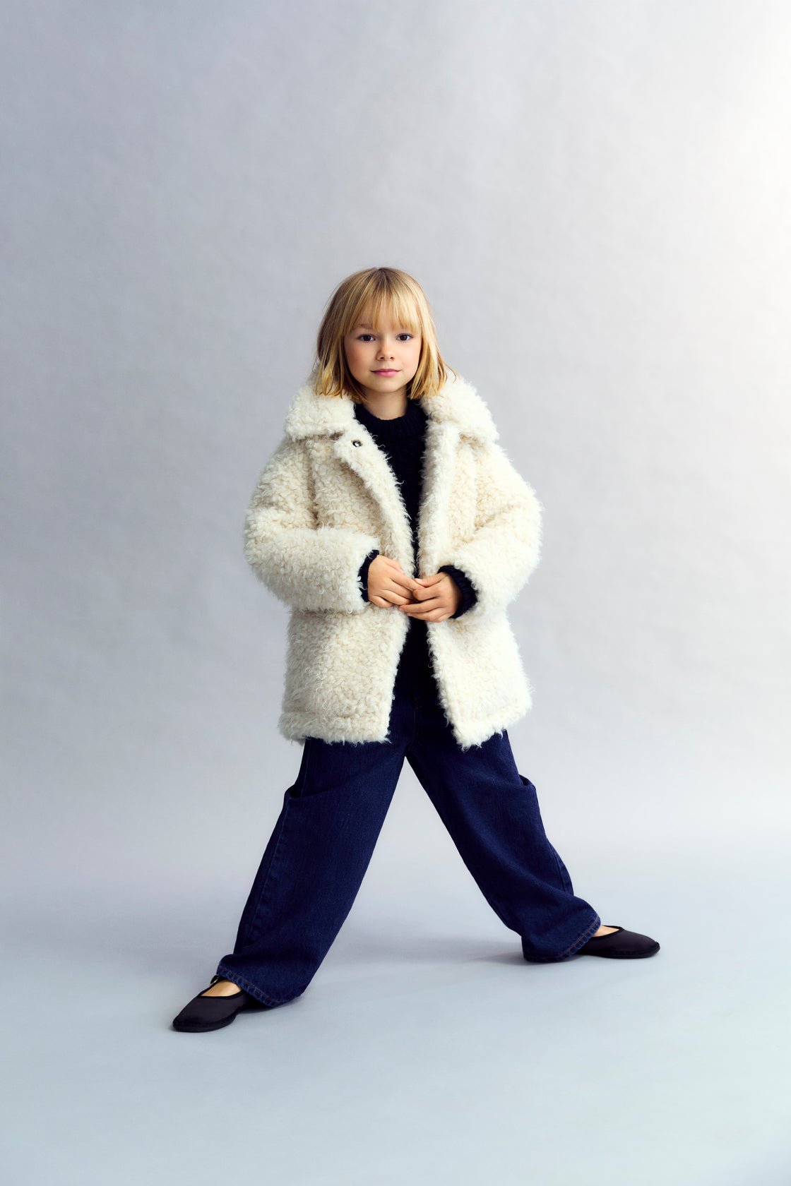 The New Society Ninette Girl cappotto bambina bianco fodera cotone
