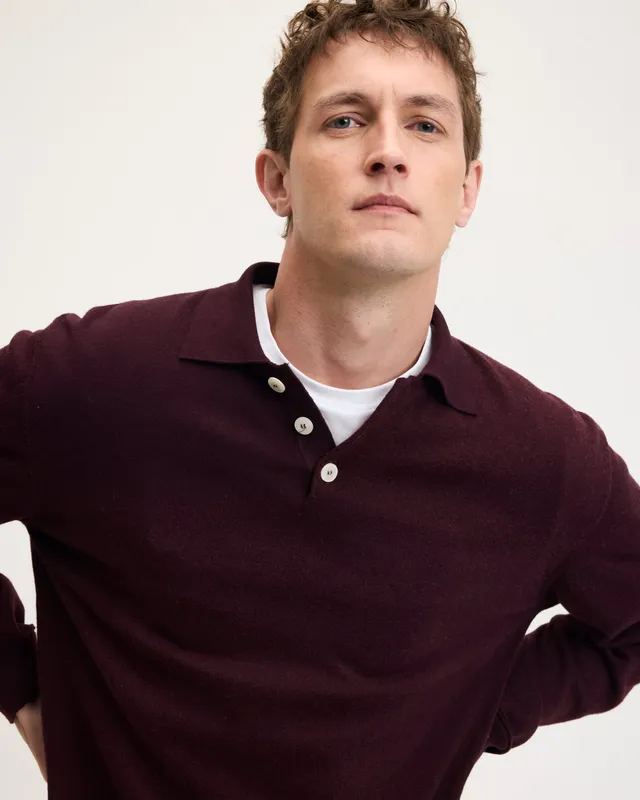GOODPEOPLE Kario polo manica lunga bordeaux lana