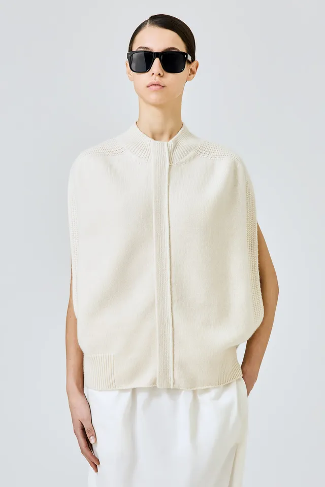 Sa Su Phi Matilda cardigan cashmere avorio con zip