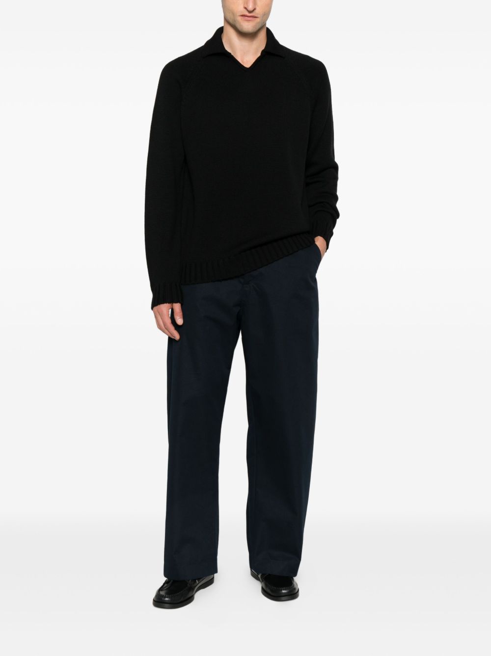 Zanone 810302 maglia polo uomo nera in lana