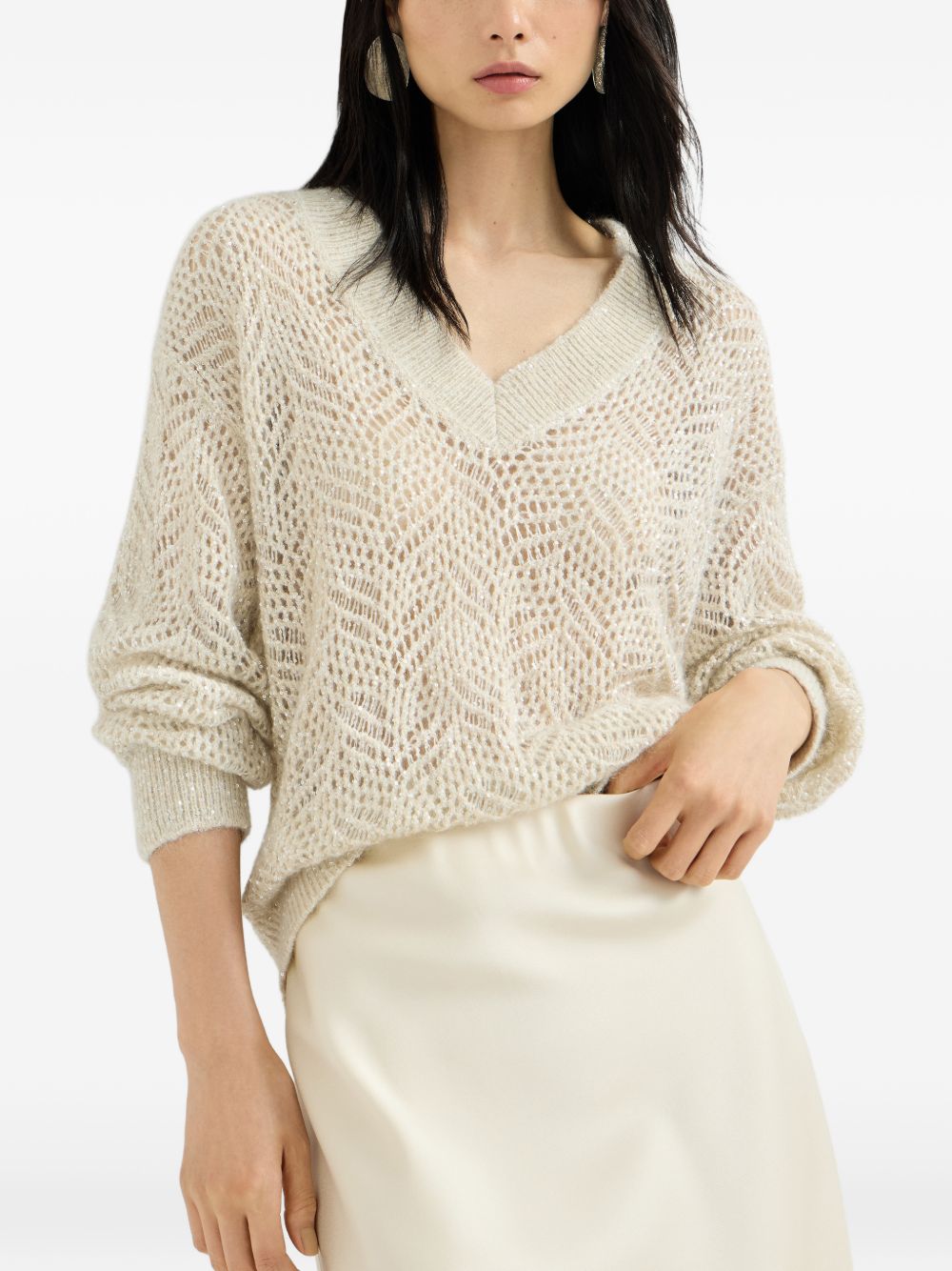 Brunello Cucinelli MRG562502 maglia donna avorio