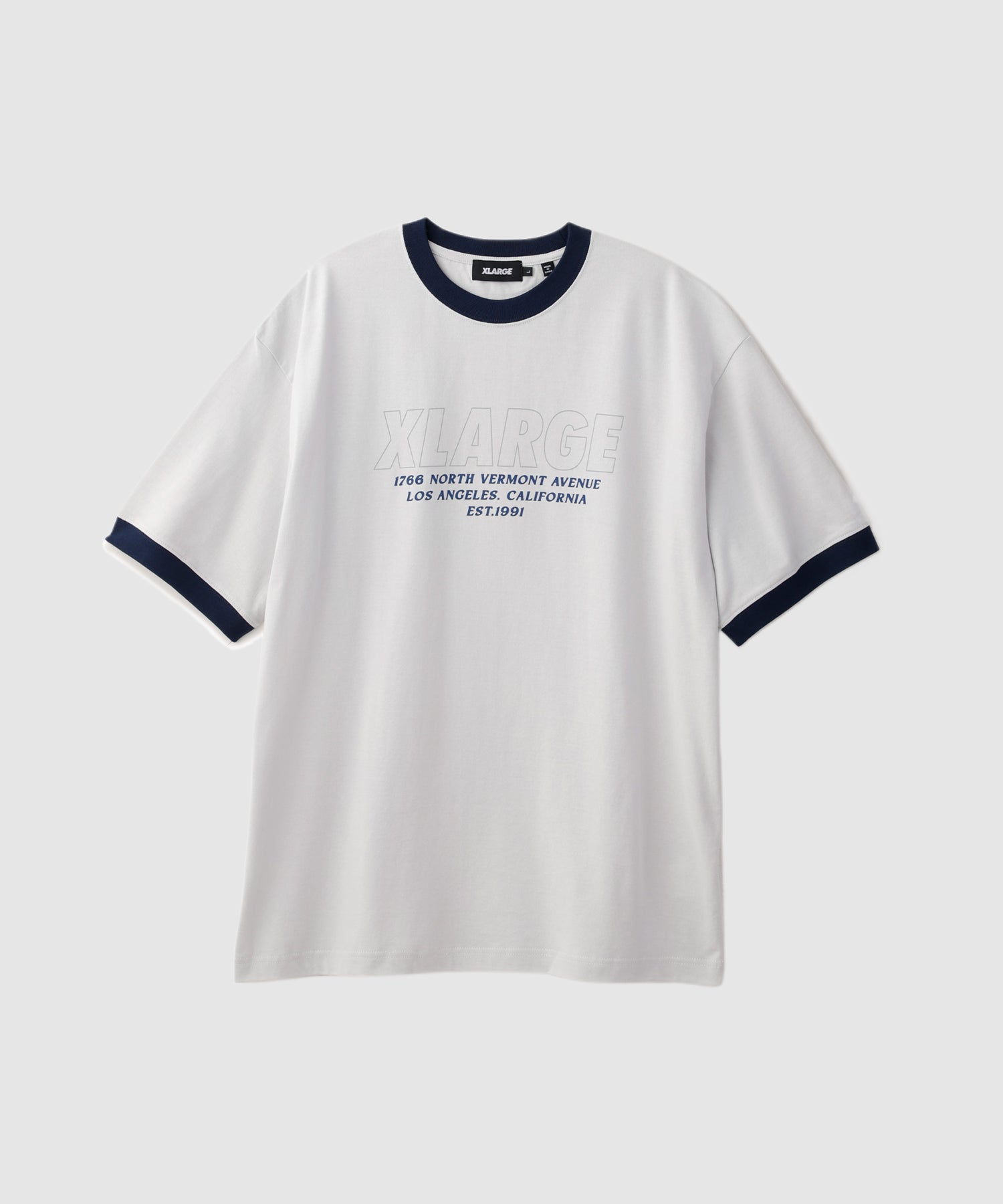 X-Large Store Address Ringer T-shirt nera cotone