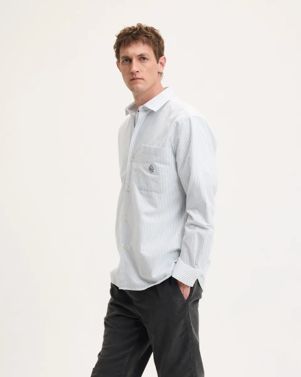 Goodpeople Soy camicia a righe verde cotone