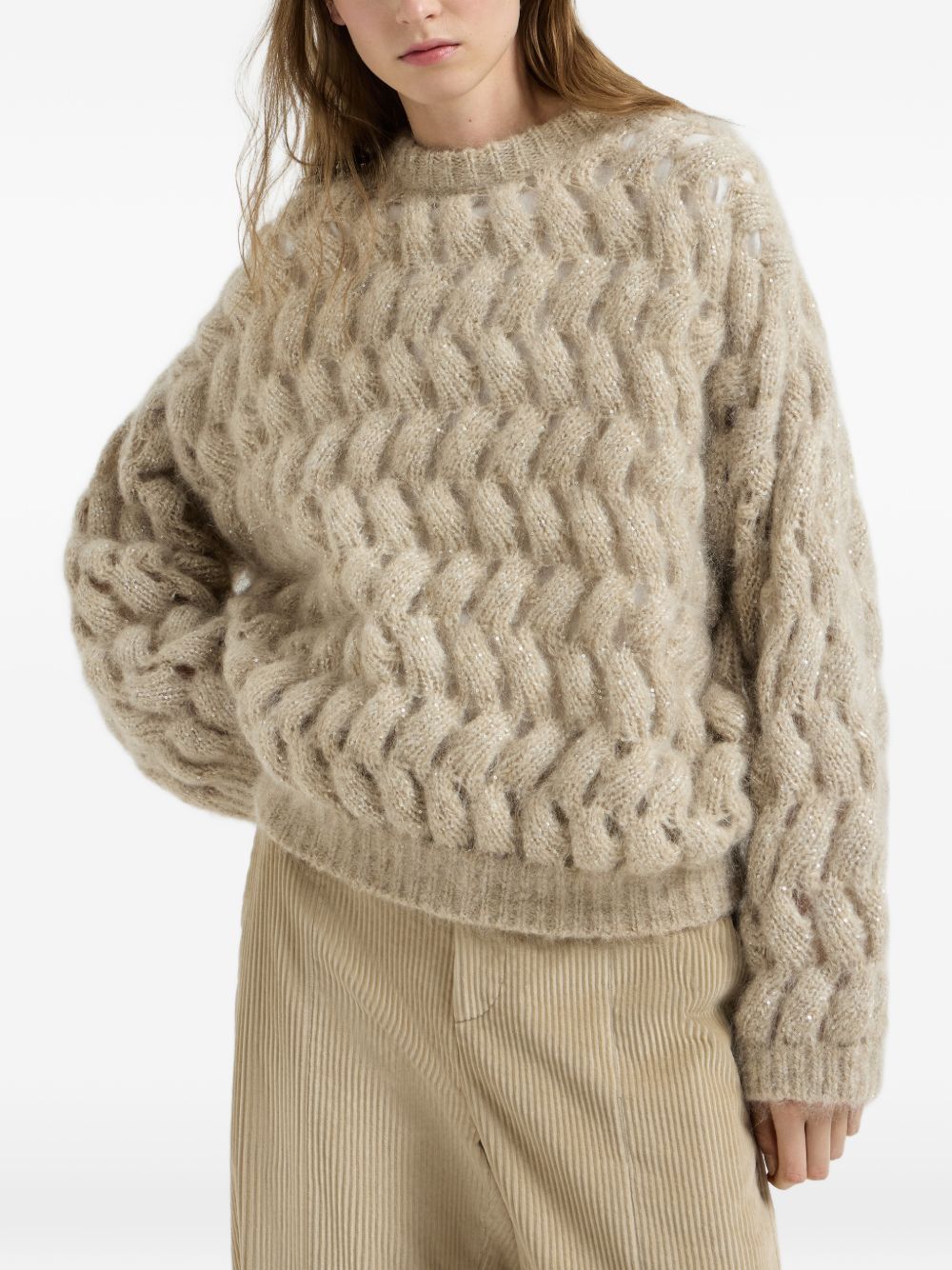 Brunello Cucinelli MNT347520 maglia beige donna