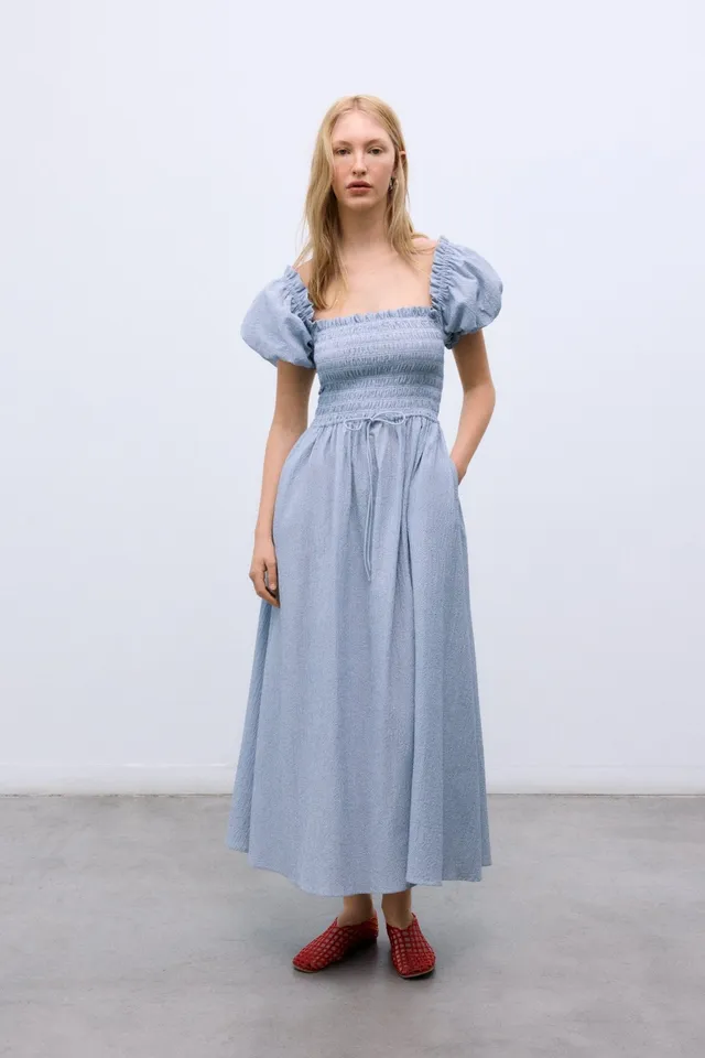 The New Society Cloe Abito Donna Midnight Pinstripes Cotone