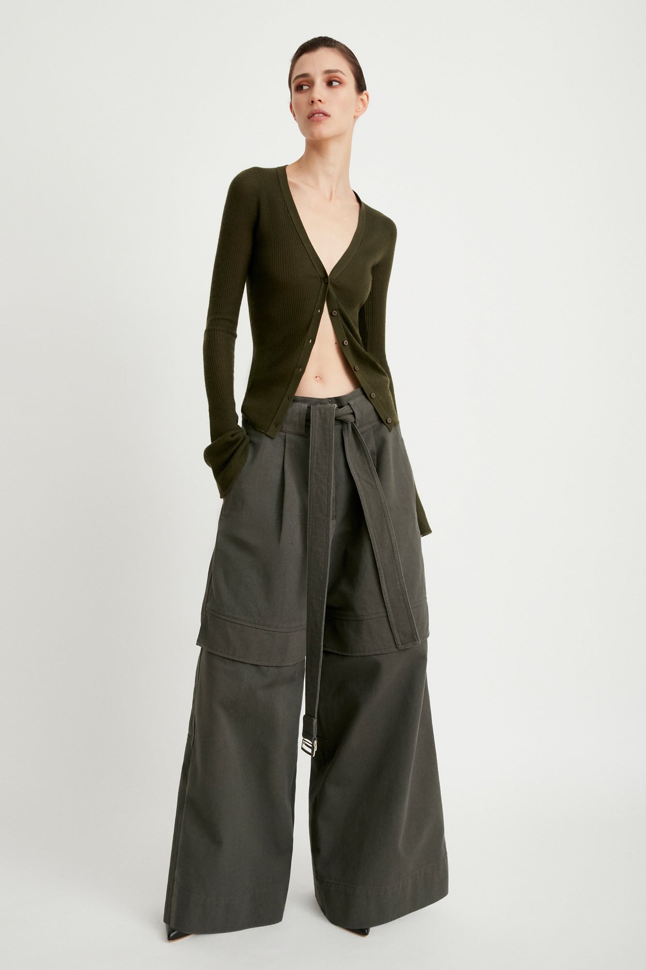 Sa Su Phi Giorgia pantaloni cargo cotone verde militare